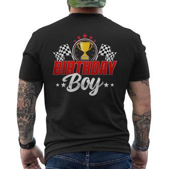 Birthday Boy Race Car Racing Family Pit Crew Birthday Party Men's T-shirt Back Print - Seseable