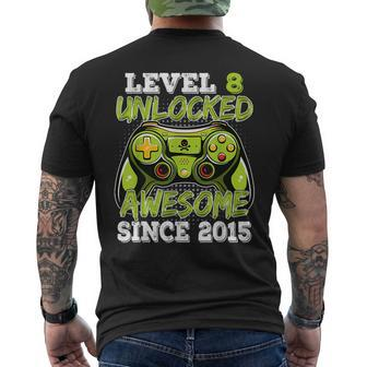 Birthday Boy Video Game Level 8 Unlocked Awesome Since 2015 Mens Back Print T-shirt | Mazezy