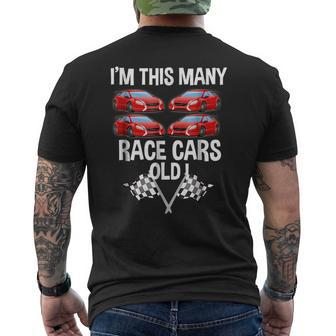Birthday For Boys 4 Im This Many Race Cars Old Cars Funny Gifts Mens Back Print T-shirt | Mazezy AU