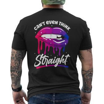 Bisexual Bi Pride Flag Mouth Cant Even Think Straight Mens Back Print T-shirt | Mazezy