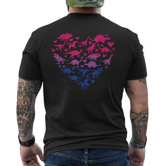 Bisexual Heart Lgbt-Q Gay Pride Flag Dinosaur Men Mens Back Print T-shirt - Seseable