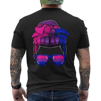 Bisexual Messy Bun Lgbt-Q Cool Subtle Bi Pride Flag Colors Mens Back Print T-shirt | Mazezy