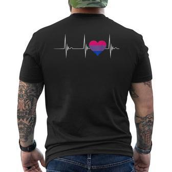 Bisexual Pride Heartbeat Ekg Pulse Heart Bisexual Flag Mens Back Print T-shirt | Mazezy