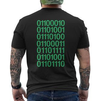 Bitcoin In Binary Code Computer Programming Men's T-shirt Back Print | Mazezy