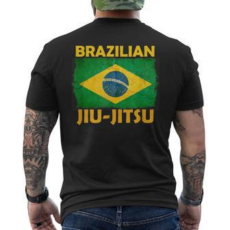 Bjj Brazilian Jiu Jitsu Distressed Flag Novelty Men's T-shirt Back Print | Mazezy