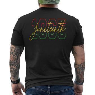 Black African Junenth Proud American Independence Day Mens Back Print T-shirt | Mazezy