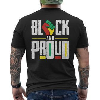 Black And Proud Raised Fist Junenth Afro American Freedom Mens Back Print T-shirt | Mazezy
