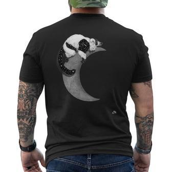 Black & White Ruffed Lemur Indri In Space On The Moon Men's T-shirt Back Print | Mazezy