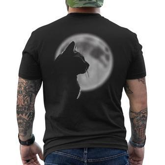 Black Cat In Front Of The Full Moon Men's T-shirt Back Print - Monsterry