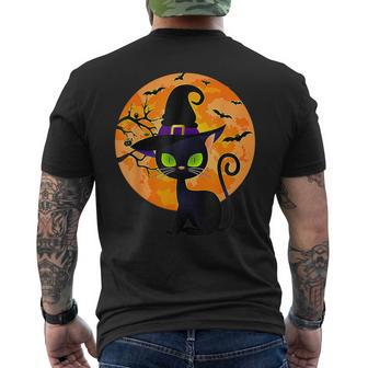 Black Cat Full Moon Halloween Costume Bunch Of Hocus Pocus Men's T-shirt Back Print - Monsterry AU