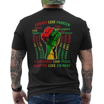 Black History Leaders Fist Hand African American Junenth Mens Back Print T-shirt | Mazezy