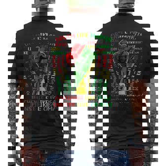 Black History Leaders Fist Hand Junenth African American Mens Back Print T-shirt - Thegiftio