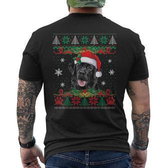Black Lab Christmas Santa Ugly Sweater Dog Lover Xmas Men's T-shirt Back Print | Mazezy
