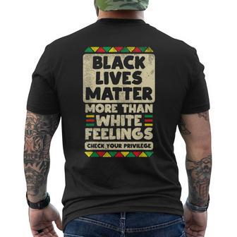 Black Lives Matter More Than White Feelings Kente Blm Men's T-shirt Back Print - Thegiftio UK