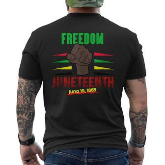 Black Power Freedom Black Fist Junenth Celebration Mens Back Print T-shirt | Mazezy