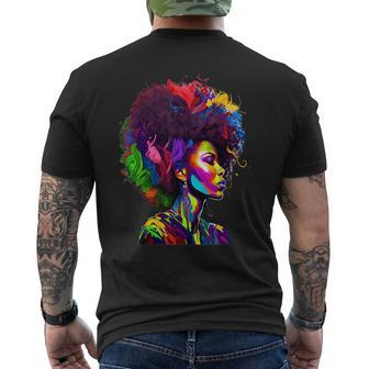 Black Queens Colorful Afro Mens Back Print T-shirt | Mazezy CA