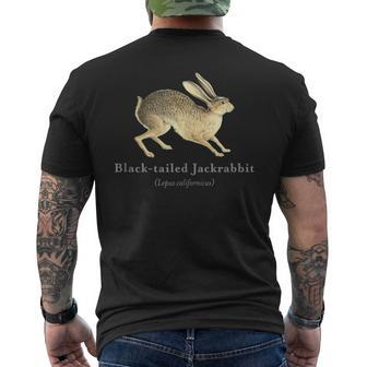 Black-Tailed Jackrabbit Portrait With Scientific Name Men's T-shirt Back Print | Mazezy