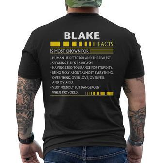 Blake Name Gift Blake Facts V3 Mens Back Print T-shirt - Seseable