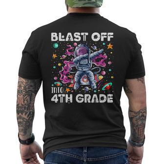 Blast Off Into 4Th Grade First Day Of School Space Rocket Mens Back Print T-shirt - Seseable