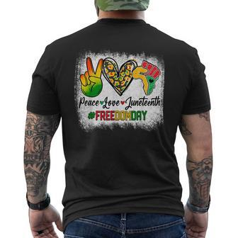 Bleached Peace Love Junenth 1865 Freedom Day African Mens Back Print T-shirt - Thegiftio UK