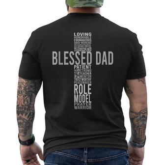Blessed Loving Dad Cross Inspiration Mens Back Print T-shirt - Seseable