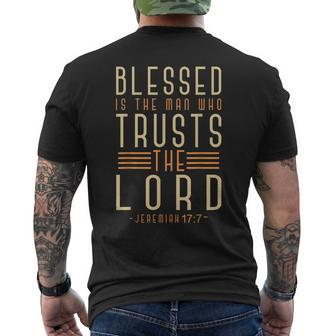 Blessed Is The Man Who Trusts The Lord Bible Verse Jesus Men's Back Print T-shirt | Mazezy