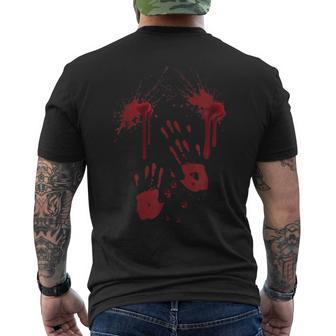 Blood Splatter Bloody Hands Scary Halloween Scary Halloween Men's T-shirt Back Print | Mazezy