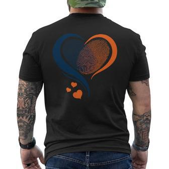 Blue And Orange Hearts Mens Back Print T-shirt | Mazezy
