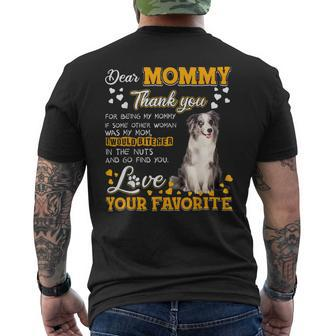 Blue Merle Collie Dear Mommy Thank You For Being My Mommy Mens Back Print T-shirt - Monsterry