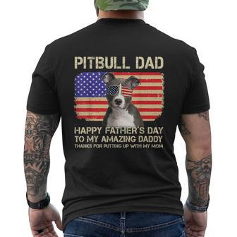Blue Nose Pitbull Dad Happy Fathers Day To My Amazing Daddy Mens Back Print T-shirt - Seseable