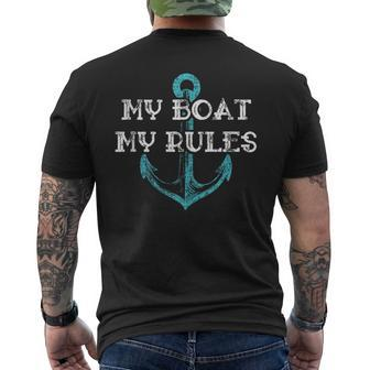 My Boat My Rules Captain Boater Boating Pontoon Men's T-shirt Back Print | Mazezy