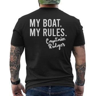 My Boat My Rules Captain Rodger Personalized Boating Name Men's Back Print T-shirt | Mazezy