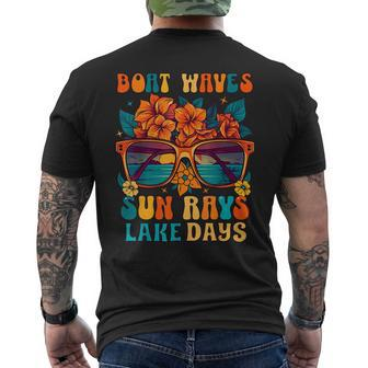 Boat Waves Sun Rays Lake Days Summer Vacation Men's T-shirt Back Print