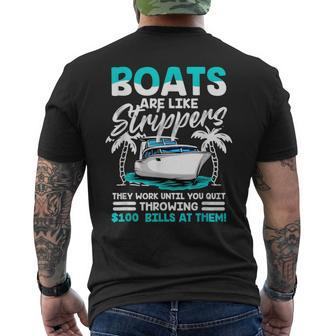 Boats Are Like Strippers - Funny Boats Owner Mens Back Print T-shirt - Thegiftio UK