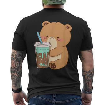 Boba Tea Bear Bubble Milk Kawaii Cute Anime Aesthetic Gifts For Bear Lovers Funny Gifts Mens Back Print T-shirt | Mazezy