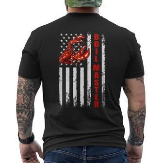 Boil Master Crawfish American Flag Crawdaddy Crayfish Men's T-shirt Back Print | Mazezy
