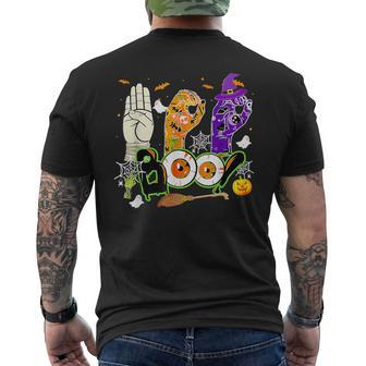 Boo American Sign Language Asl Deaf Halloween Costume Men's T-shirt Back Print - Thegiftio UK