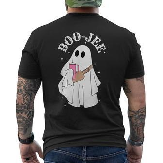 Boo-Jee Spooky Season Cute Ghost Halloween Costume Boujee Men's T-shirt Back Print | Mazezy