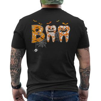 Boo Th Pumpkin Dentist Dental Hygienist Halloween Costume Men's T-shirt Back Print - Monsterry