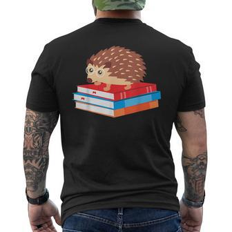 Book Nerd Funny Hedgehog Reading Lover Gift Idea Reading Funny Designs Funny Gifts Mens Back Print T-shirt | Mazezy
