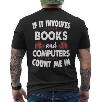 Books And Computers Cute Children's Literacy Men's T-shirt Back Print | Mazezy