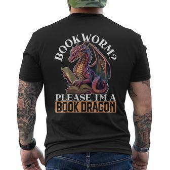 Bookworm Please Im A Book Dragon Myth Dragon Lover Mens Back Print T-shirt | Mazezy