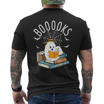 Booooks Cute Halloween Ghost Read More Books Spooky Men's T-shirt Back Print | Mazezy