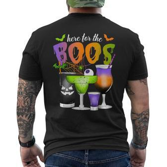 Here For The Boos Halloween Scary Glasses Drinking Spooky Men's T-shirt Back Print - Thegiftio UK