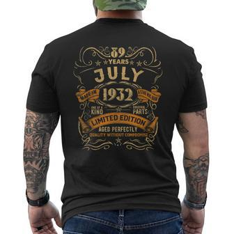 Born In July 1932 89Th Birthday Gift Party 89 Years Old Mens Back Print T-shirt | Mazezy