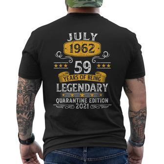 Born In July 1962 59 Year Old Birthday Limited Edition Mens Back Print T-shirt | Mazezy