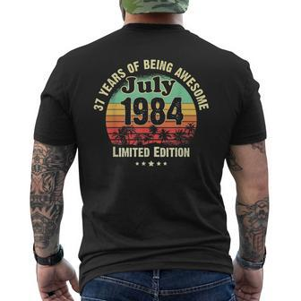 Born In July 1984 37 Year Old Birthday Limited Edition Mens Back Print T-shirt | Mazezy DE