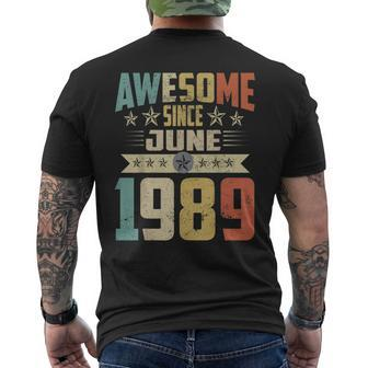 Born In June 1989 Birthday Awesome Since June 1989 Men's Back Print T-shirt | Mazezy