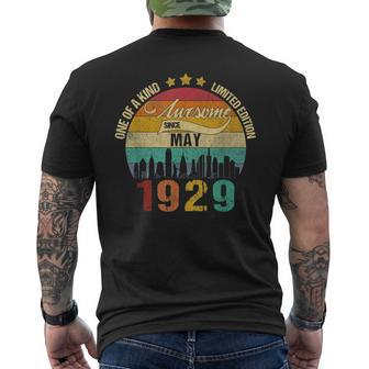 Born In May 1929 Vintage 92Nd Birthday 92 Years Old Bday Men's Back Print T-shirt | Mazezy