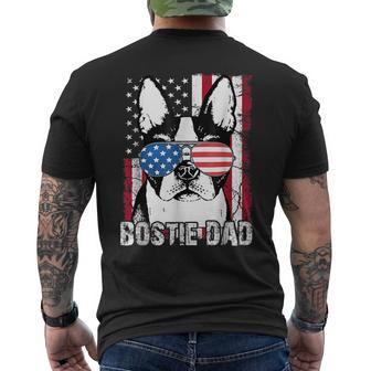 Bostie Dad Boston Terrier Fathers Day Usa Flag Gift 4Th Mens Back Print T-shirt | Mazezy
